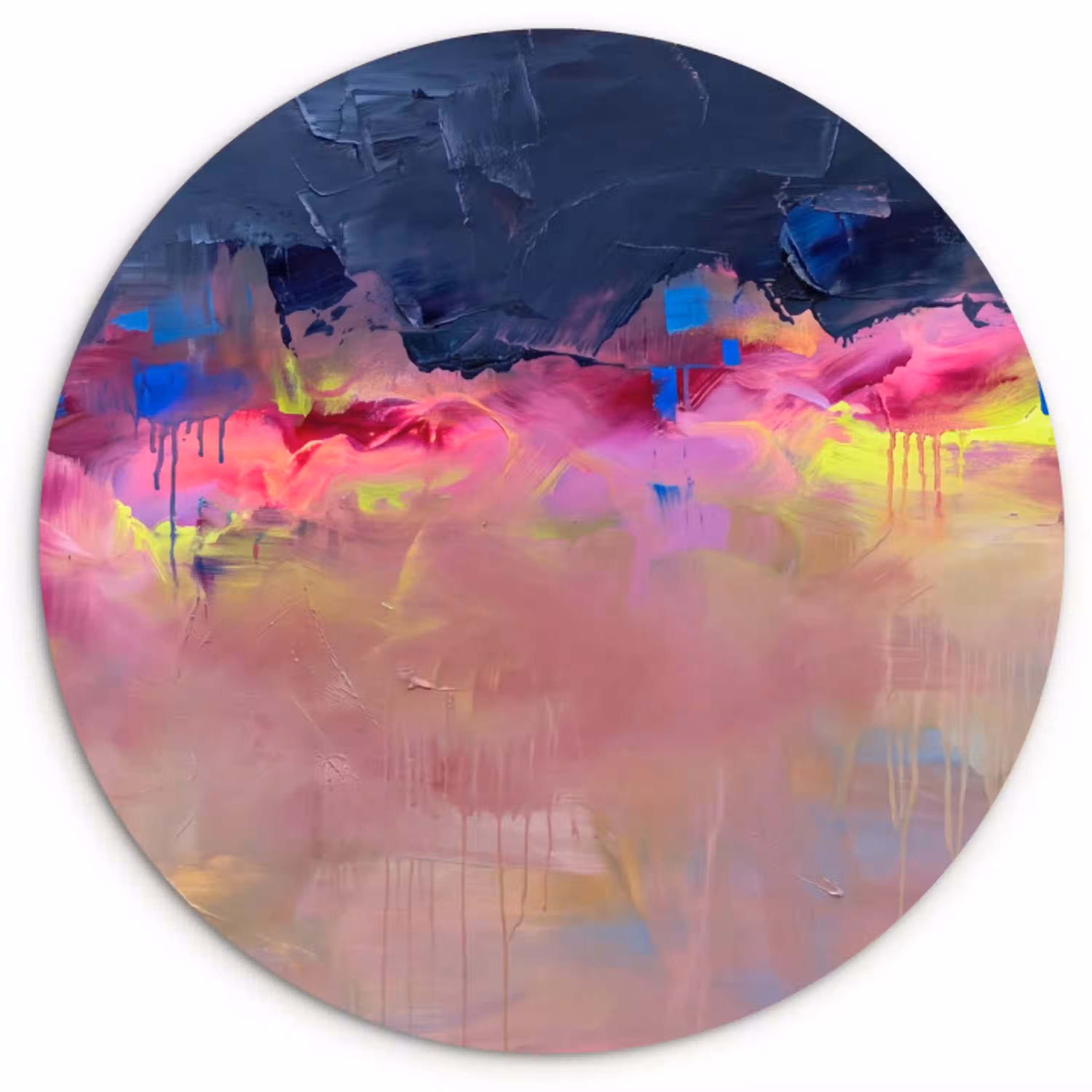 Abstract - Textuur - Kleuren - Modern - Roze Wandcirkel kunststof plaat 5mm dik klein -3d