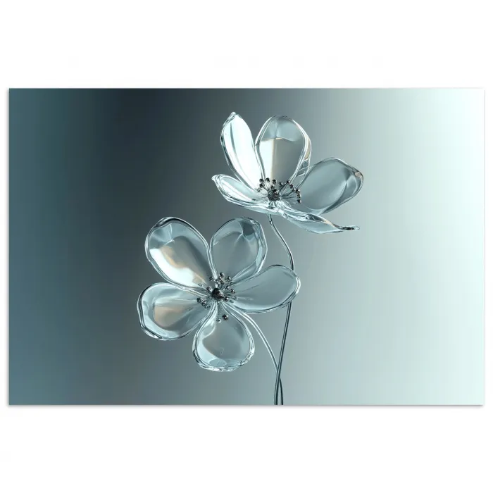 Kristal - Bloemen - Grijs poster papier klein -3d