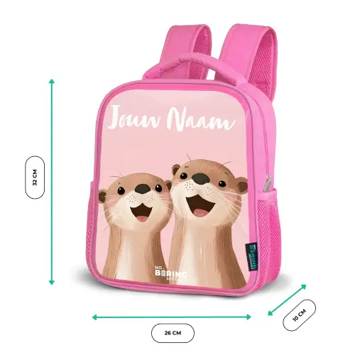 Glimlach - Otters - Roze - Illustratie Kinderrugzak - Roze middel -productfoto_formaten