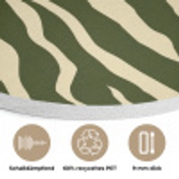 Zebra - Patroon - Groen Akoestische PET Vilt - Rond klein 838 -closeup_DE