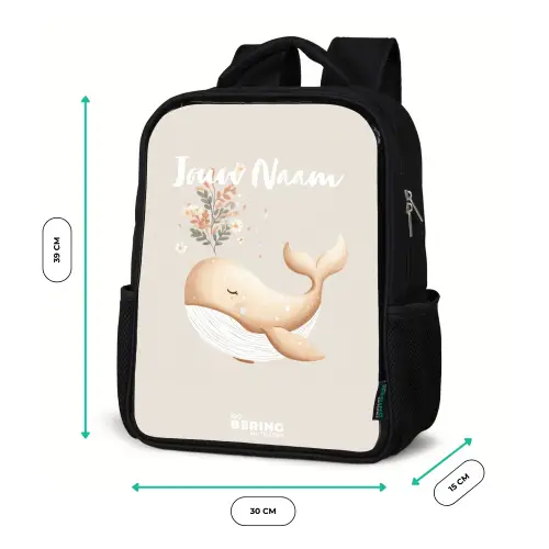 Walvis in pastel beige kleuren Rugzak - Zwart middel -productfoto_formaten