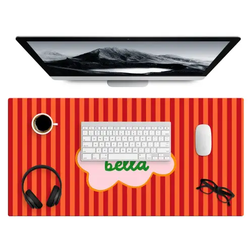 Ciao bella - Tekstwolk - Strepen - Oranje Muismat XXL klein -3d