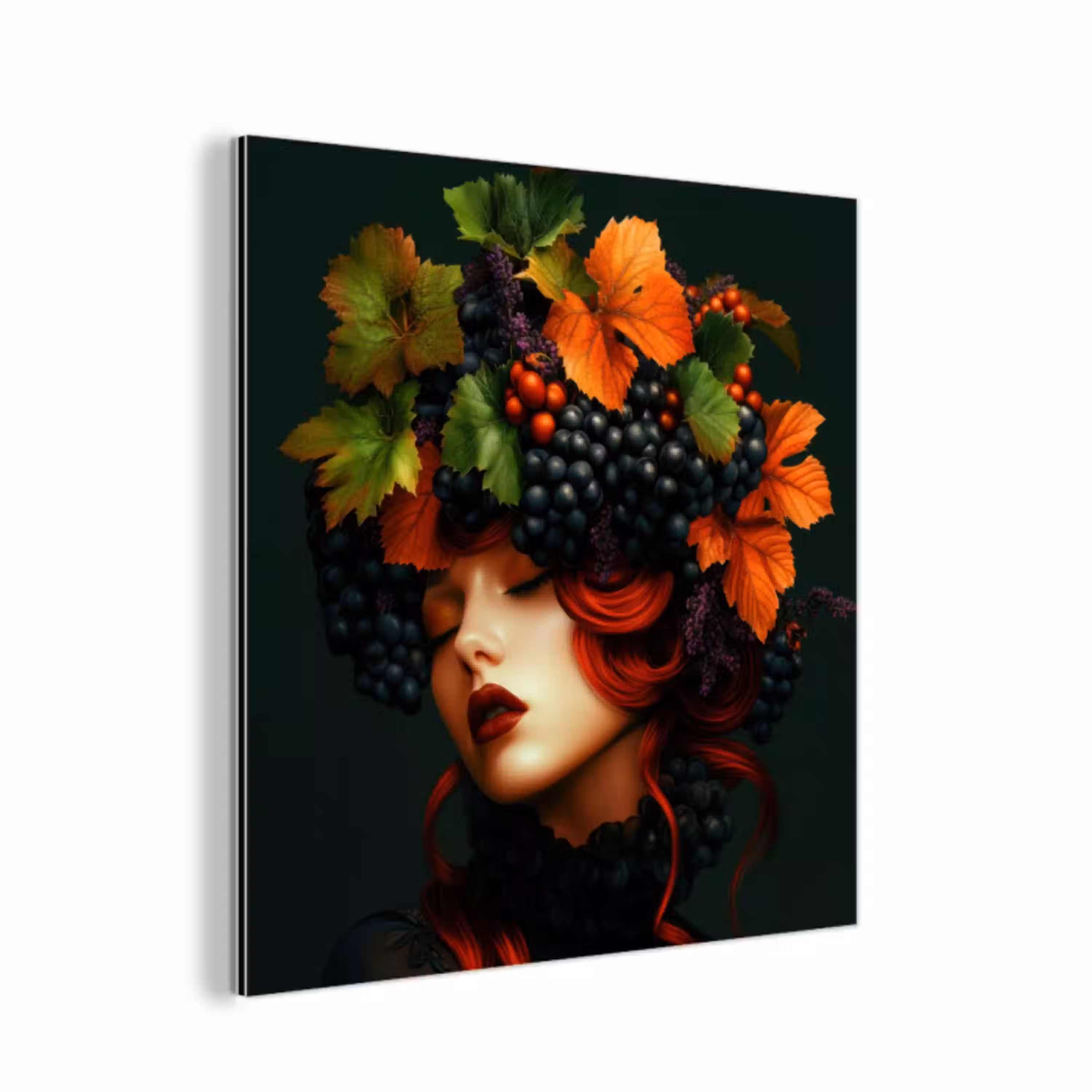 Vrouw - Rood - Groen - Druiven aluminium wit klein -3d
