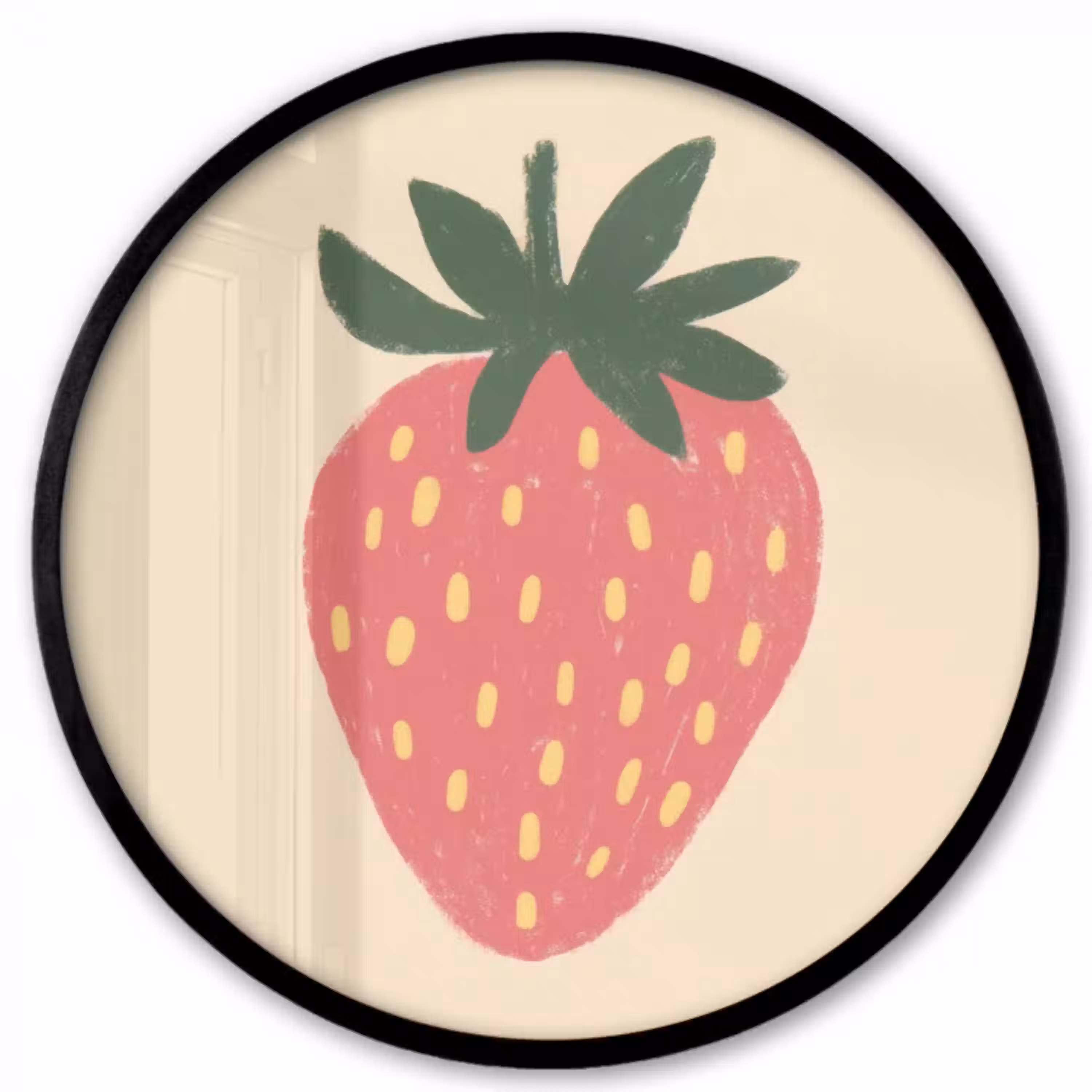Aardbei - Minimalistisch - Rood - Fruit Fotolijst rond zonder passe partout klein -3d