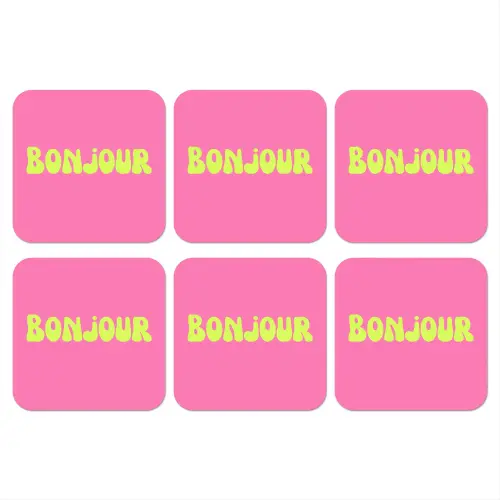 Roze - Groene bonjour - Organisch onderzetter kurk middel -3d