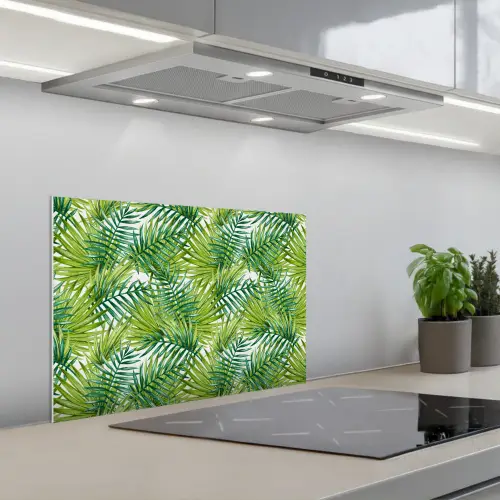 Mosgroen - Bladeren - Overlapping keuken achterwand spatscherm klein 900 -3d_schuin