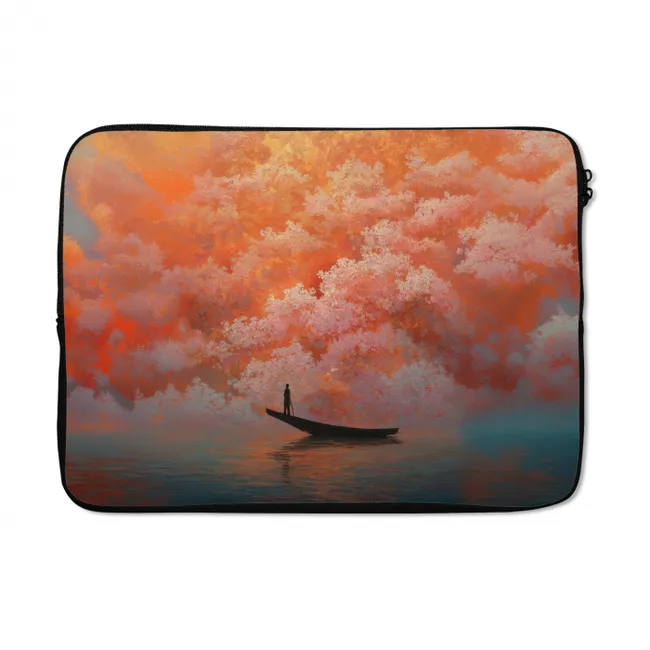 Laptophoes Zee - Boot - Wolken - Oranje