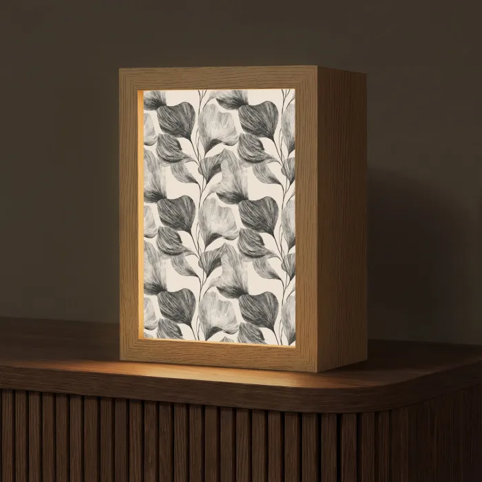 Botanisch - Bladeren - Zwart Light Box met kabel (Tafellamp) klein 925 -z3d_website