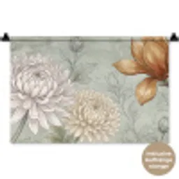 Illustratie - Bloemen - Groen Wandkleed katoen klein -t3d_DE