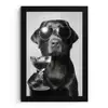Hond - Zwart - Wijnglas - Zonnebril fotolijst zwart zonder passe partout klein -3d