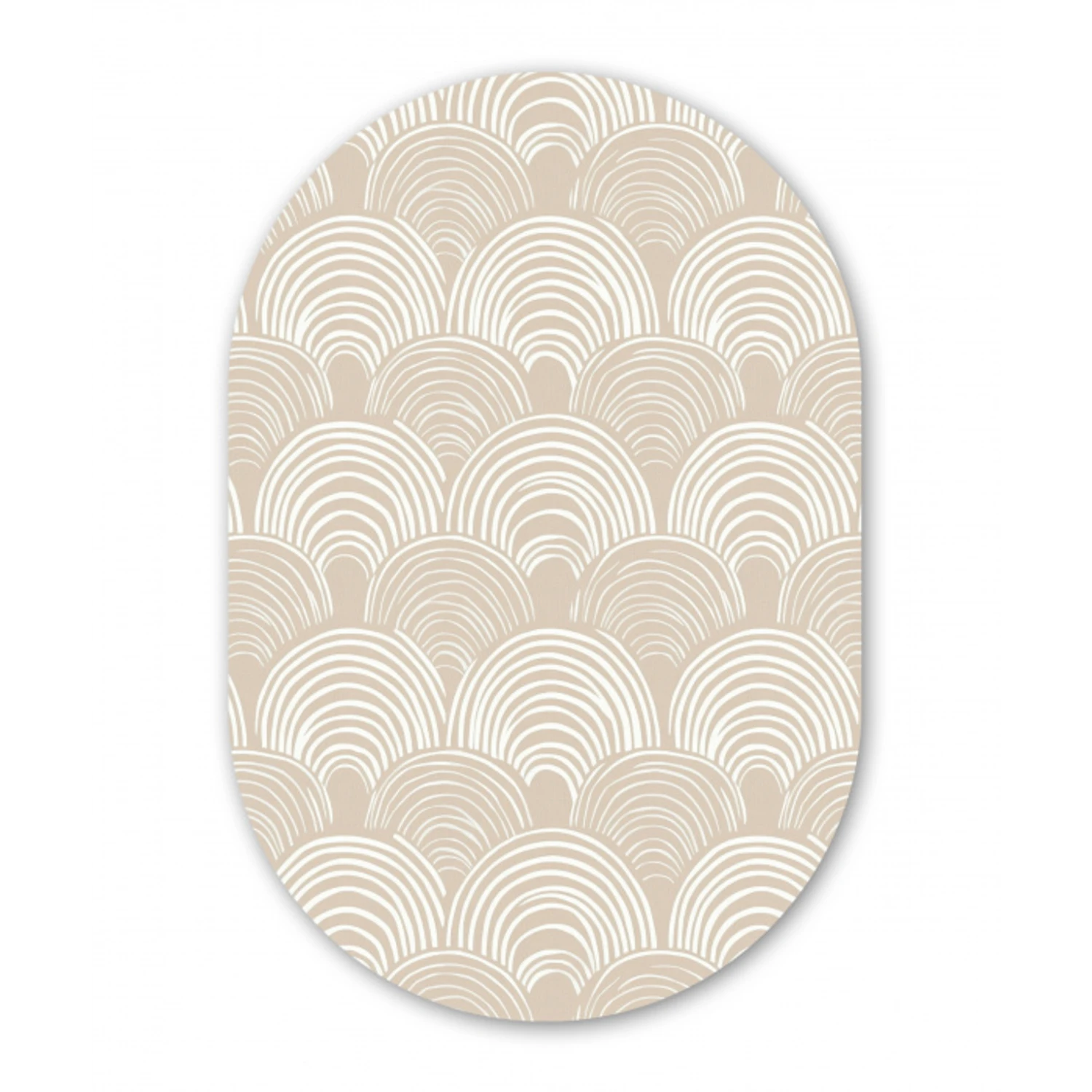 Golven - Structuur - Beige Wandcirkel Ovaal Forex klein 630 -3d