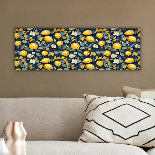 Citroenen - Bloemen - Bladeren - Blauw canvas 2cm klein 828 -sfeer3