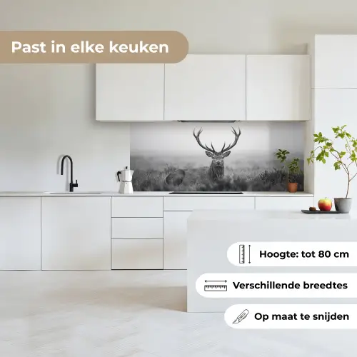 Hert - Mistig - Zwart - Wit keuken achterwand 2 middel -sfeer4_NL