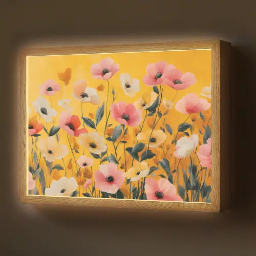 Bloemen - Veld - Geel Light Box met batterij (Wandlamp) middel -z3d_website