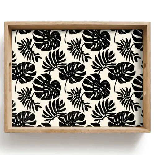 Modern - Monstera - Zwart Dienblad Rechthoek middel 911 -z3d_shopping