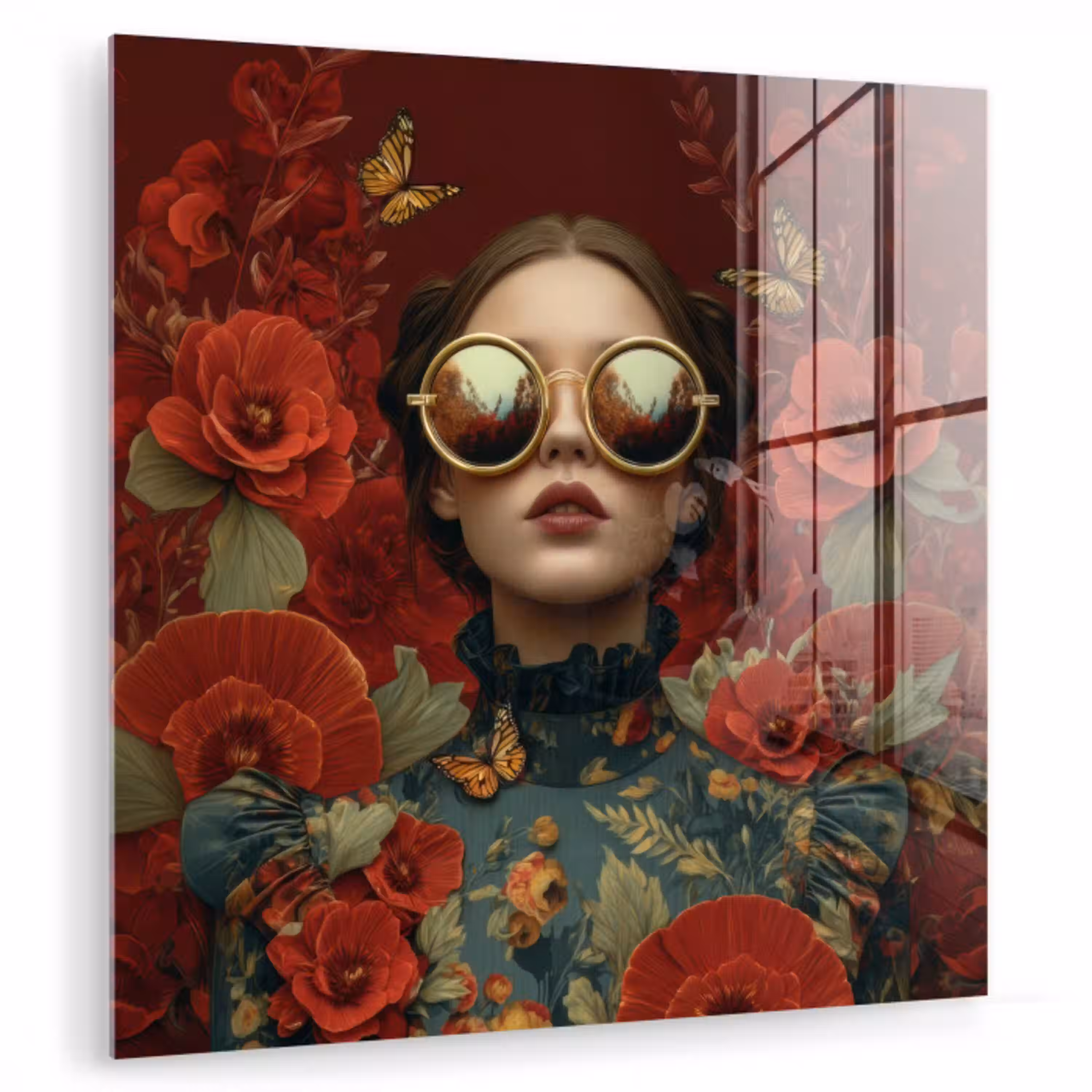Bloemen - Dieprood - Zonnebril - Vrouw plexiglas 5mm klein -zzzproduct_nieuw
