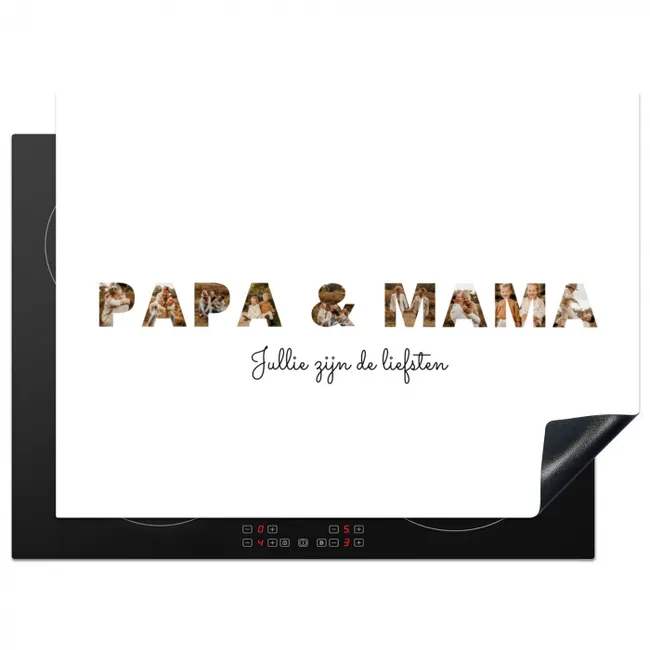 Gepersonaliseerde inductie beschermer - Papa & Mama - Lettercollage