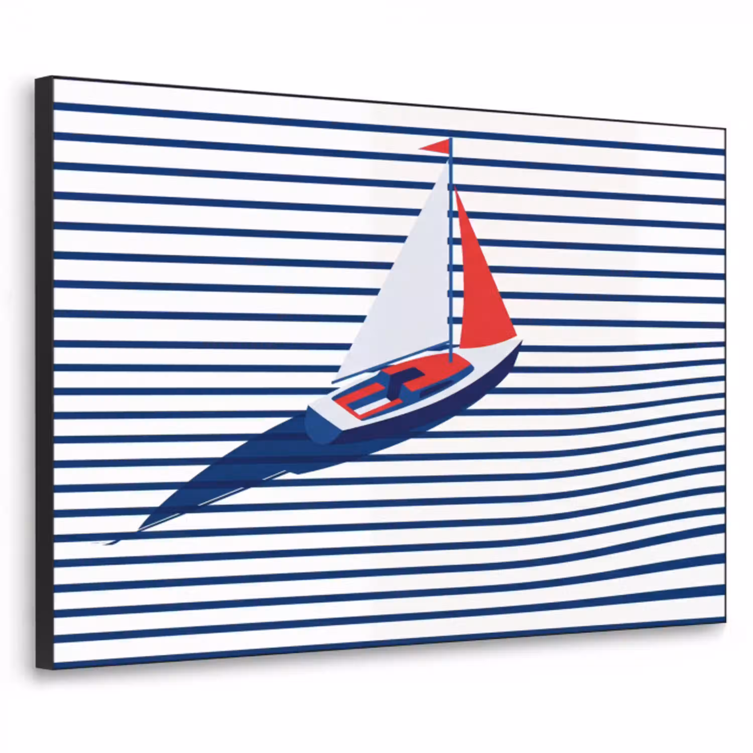 Boot - Water - Abstract - Blauw Textielframe zwart klein -3d