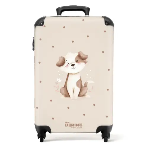 Honden pup omringd door bruine stippen NBS - Handbagage koffer - Volwassenen Unisex middel -productfoto_recht