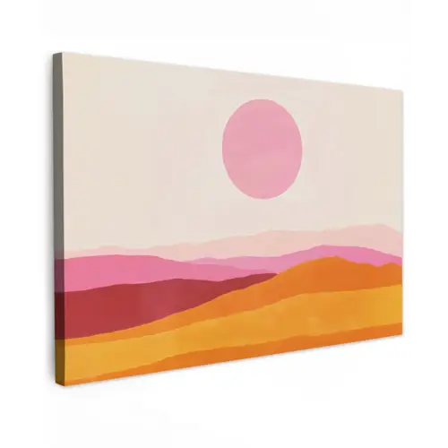 Heuvels - Oranje - Zon - Abstract canvas 2cm klein -z3d