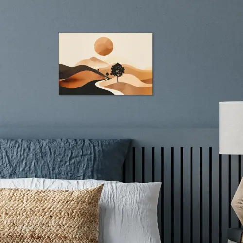 Zon - Heuvels - Boom - Abstract poster papier klein -sfeer2