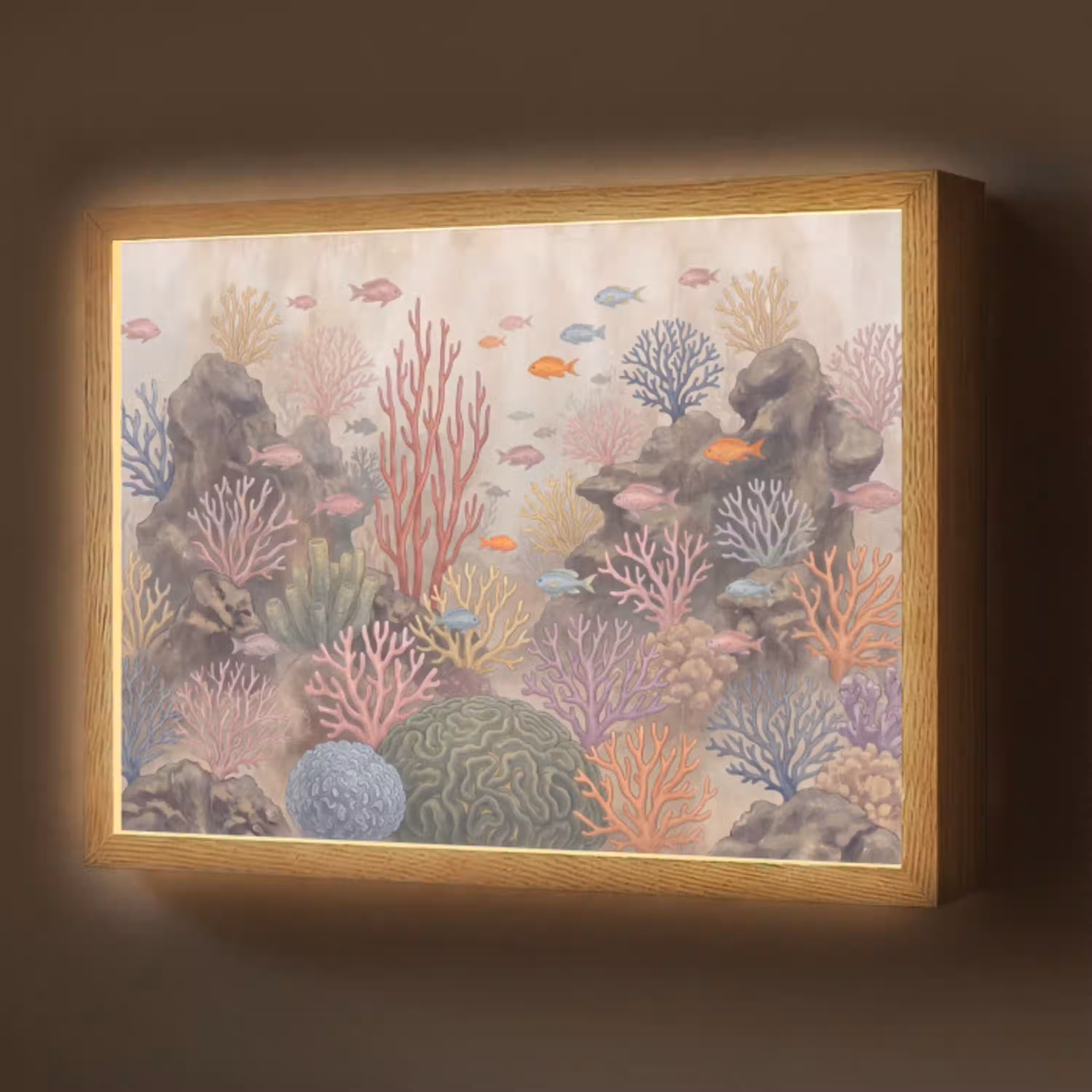 Vis - Koraalrif - Onderwaterwereld - Illustratie Light Box met batterij (Wandlamp) middel -z3d_website