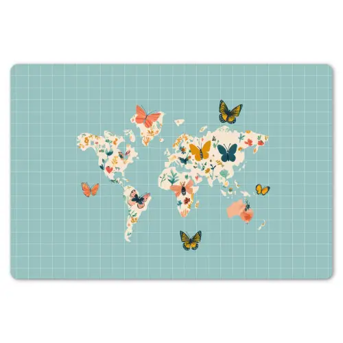 Wereldkaart - Vlinders - Dromerig Placemat vinyl groot -zzsfeer1_Kitchenyeah-website
