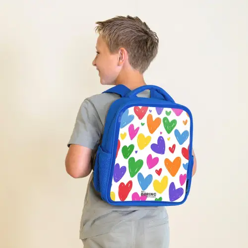 Gekleurde hartjes Kinderrugzak - Blauw middel -sfeer2