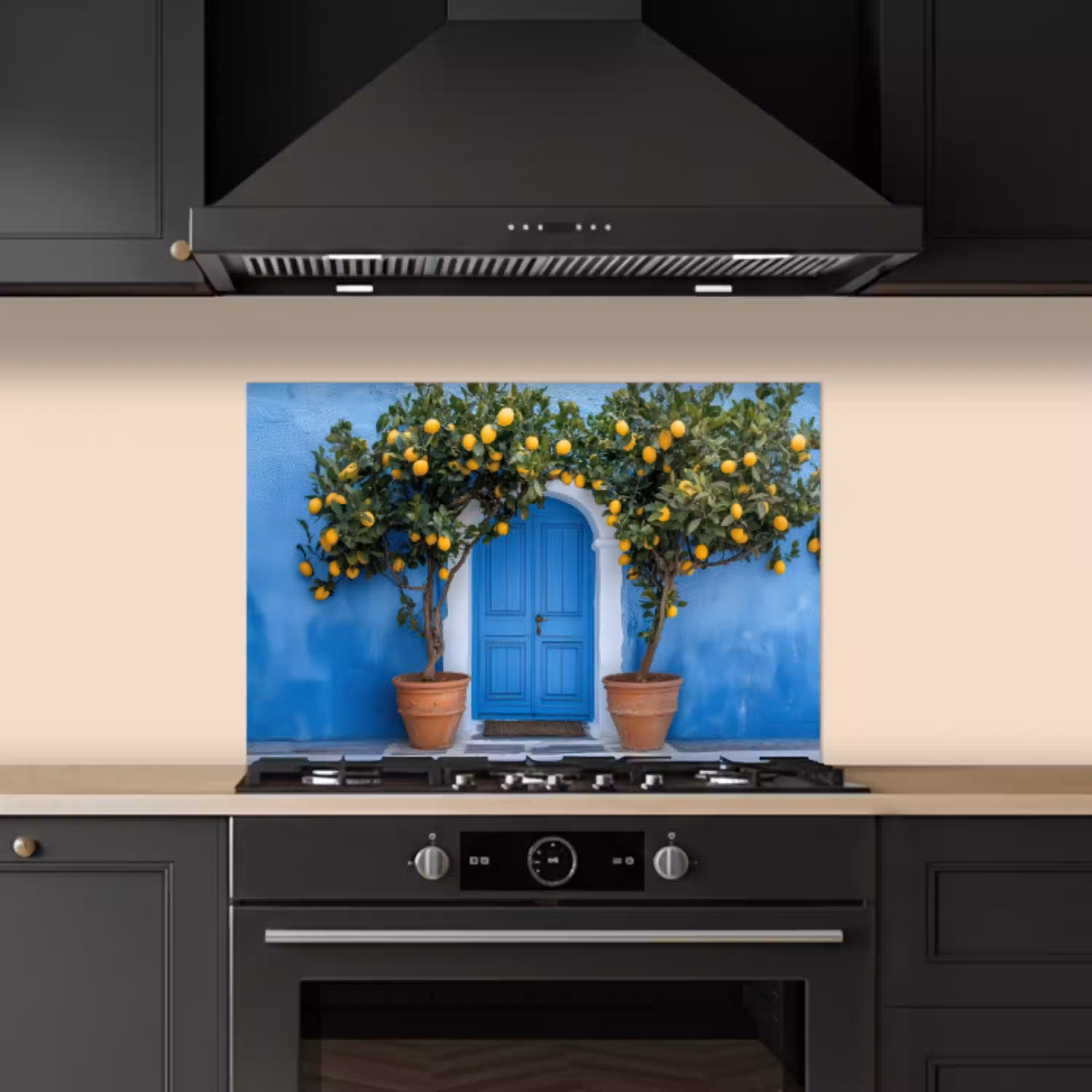 Citroenbomen - Geel - Deur - Potten keuken achterwand spatscherm klein -sfeer1