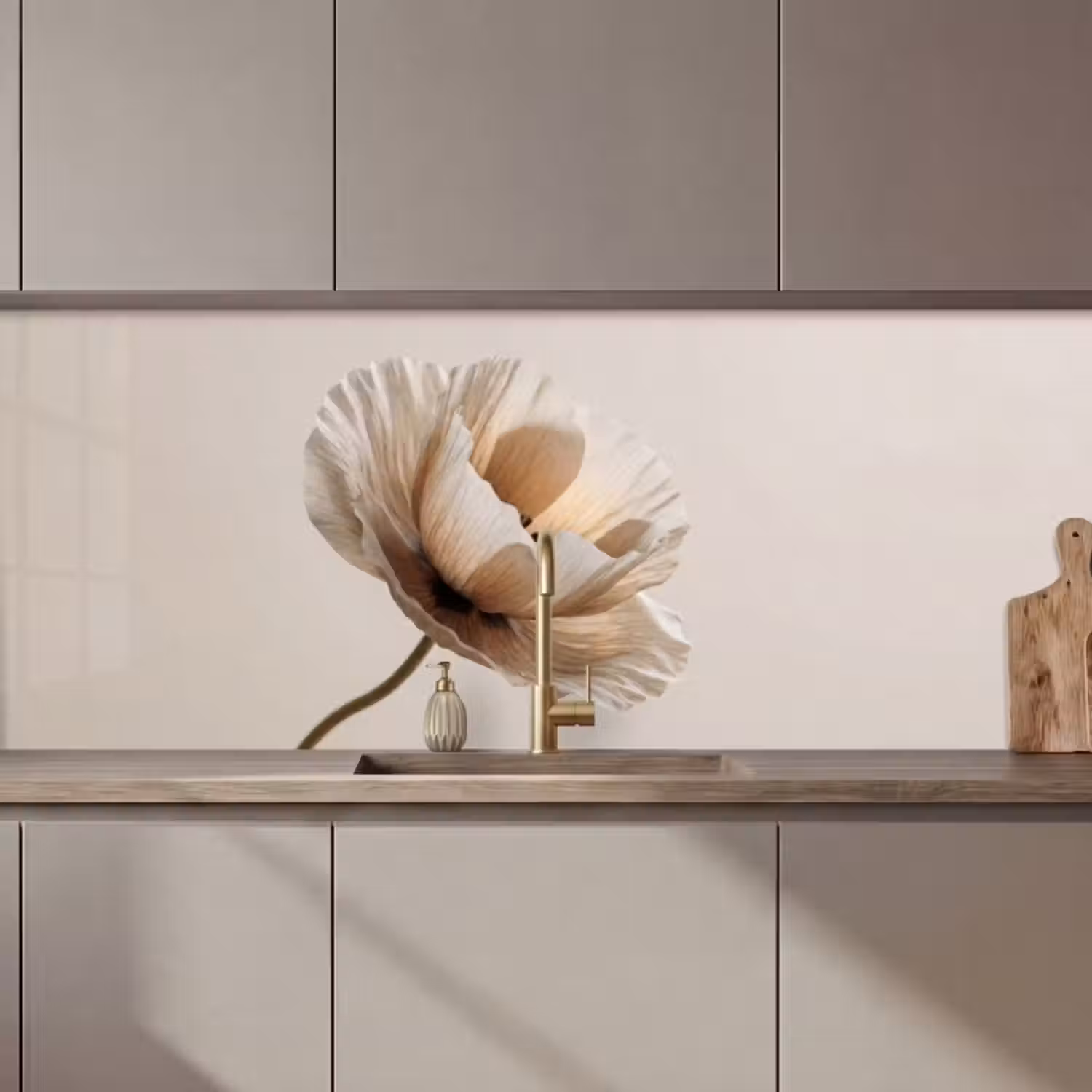 Küchenrückwand - Blume - Beige - Creme