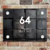 Zwarte houtblokken - Modern Naambord Rechthoek middel -sfeer3