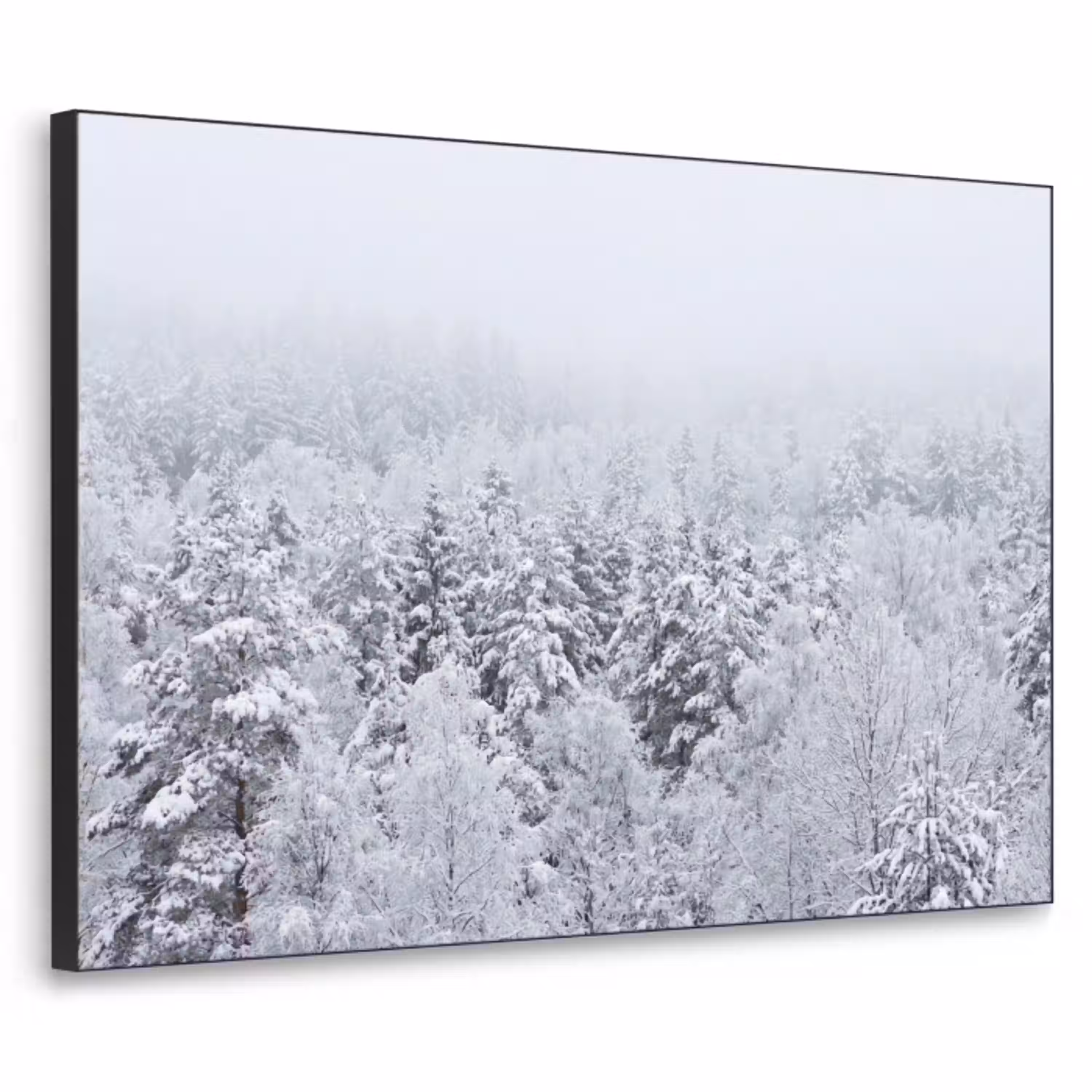 Bos - Sneeuw - Winter - Natuur - Wit Textielframe zwart klein -3d