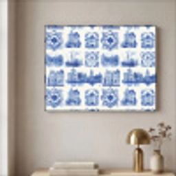 Huizen - Schepen - Blauw Textielframe zwart klein 947 -sfeer2