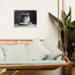 Langharige kat - Zonnebril - Spaghetti - Humor - Zwart - wit tuinposter los doek klein -sfeer7