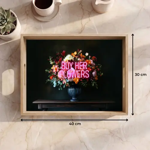Quote - Bloemen - Vaas - Neon Dienblad Rechthoek middel -USP_Formaat