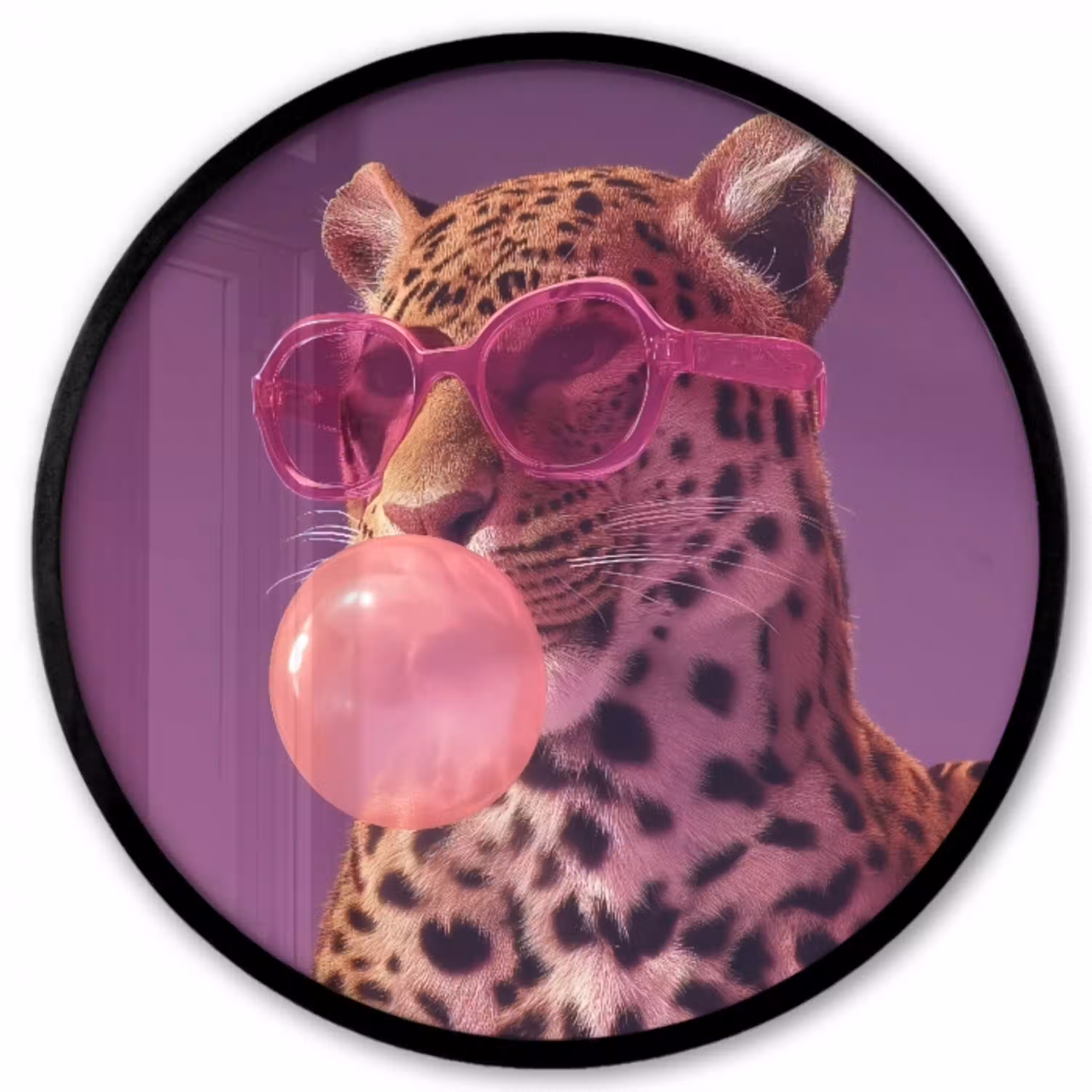 Panter - Zonnebril - Kauwgombel - Roze Fotolijst rond zonder passe partout klein -3d