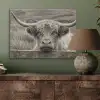 Schotse hooglander - Zwart - Wit - Hout PET vilt klein -sfeer2