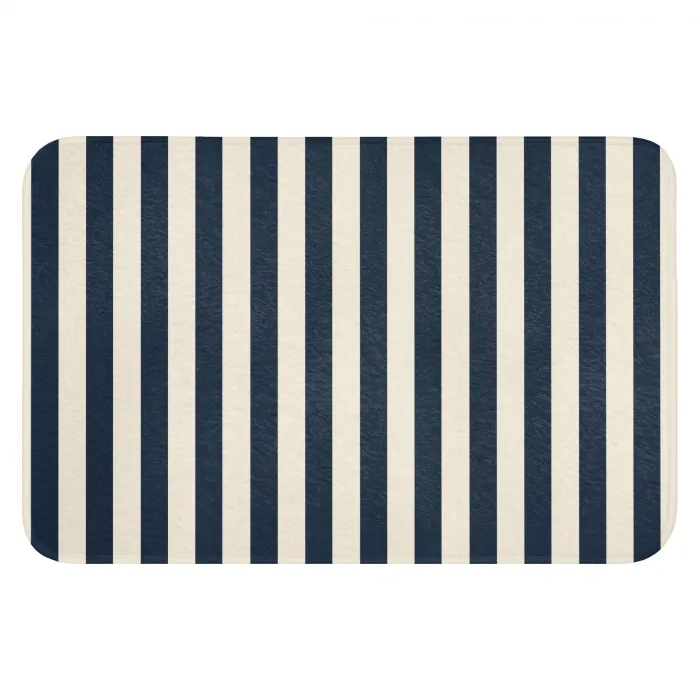 Verticale strepen - Blauw - Crème WCmat klein 1009 -3d