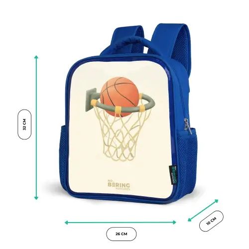 Basketbal in neutrale kleuren Kinderrugzak - Blauw middel -productfoto_formaten