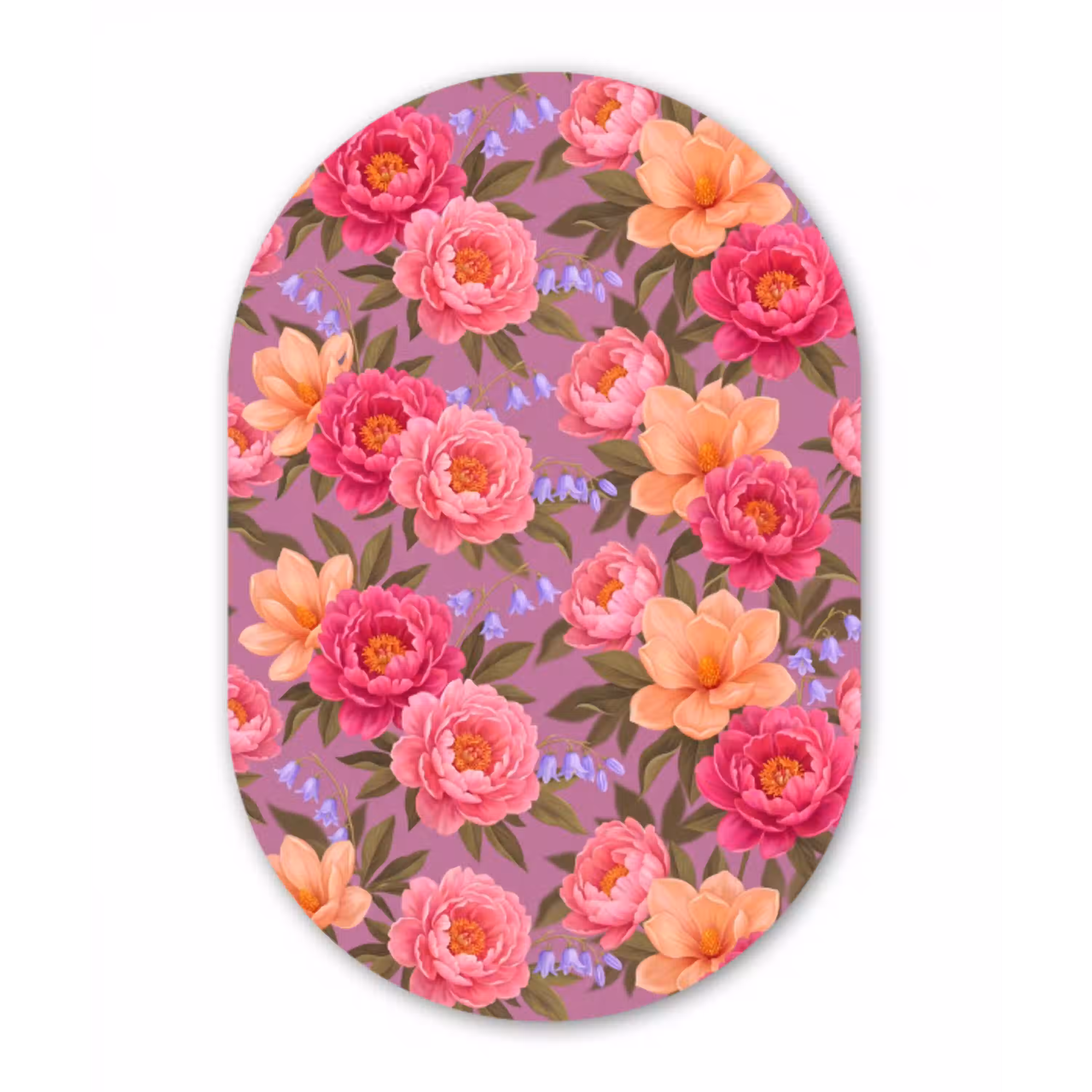 Bloemen - Patroon - Illustratie - Roze Wandcirkel Ovaal Forex klein -3d