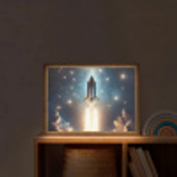 Ruimtevaart - Raket - Space - Sterren Light Box met batterij (Wandlamp kind) middel -sfeer1_kind
