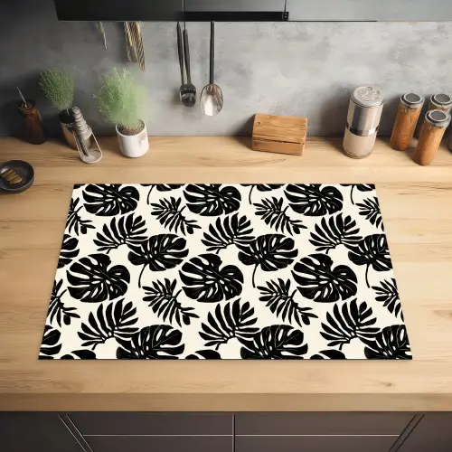 Modern - Monstera - Zwart Inductie beschermer vinyl 3mm klein 276 -sfeer5