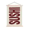 Sushi - Rood - Japandi - Decoratie textielposter latten blank klein -3d