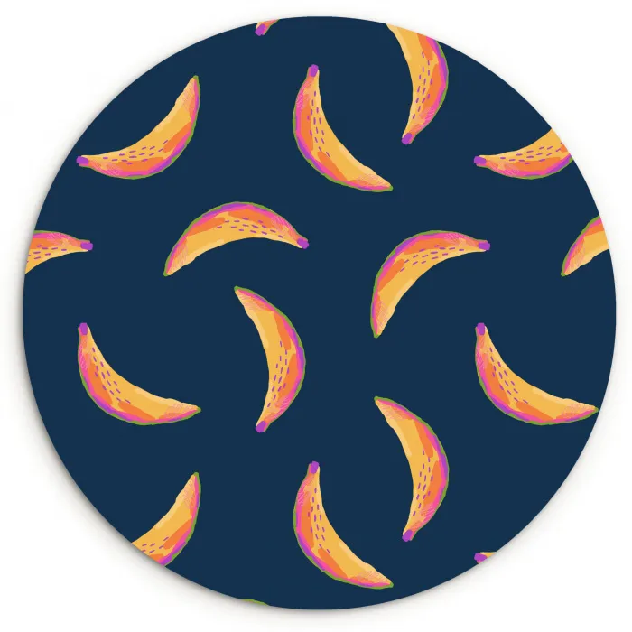 Banaan - Tropisch - Blauw Wandcirkel plexiglas klein 852 -3d