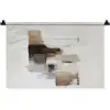 Penseelstreken - Balans - Beige - Bruin Wandkleed katoen klein -zz3d