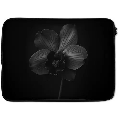 Zwart - Bloem - Orchidee laptophoes neopreen klein -zkaufland3dotto
