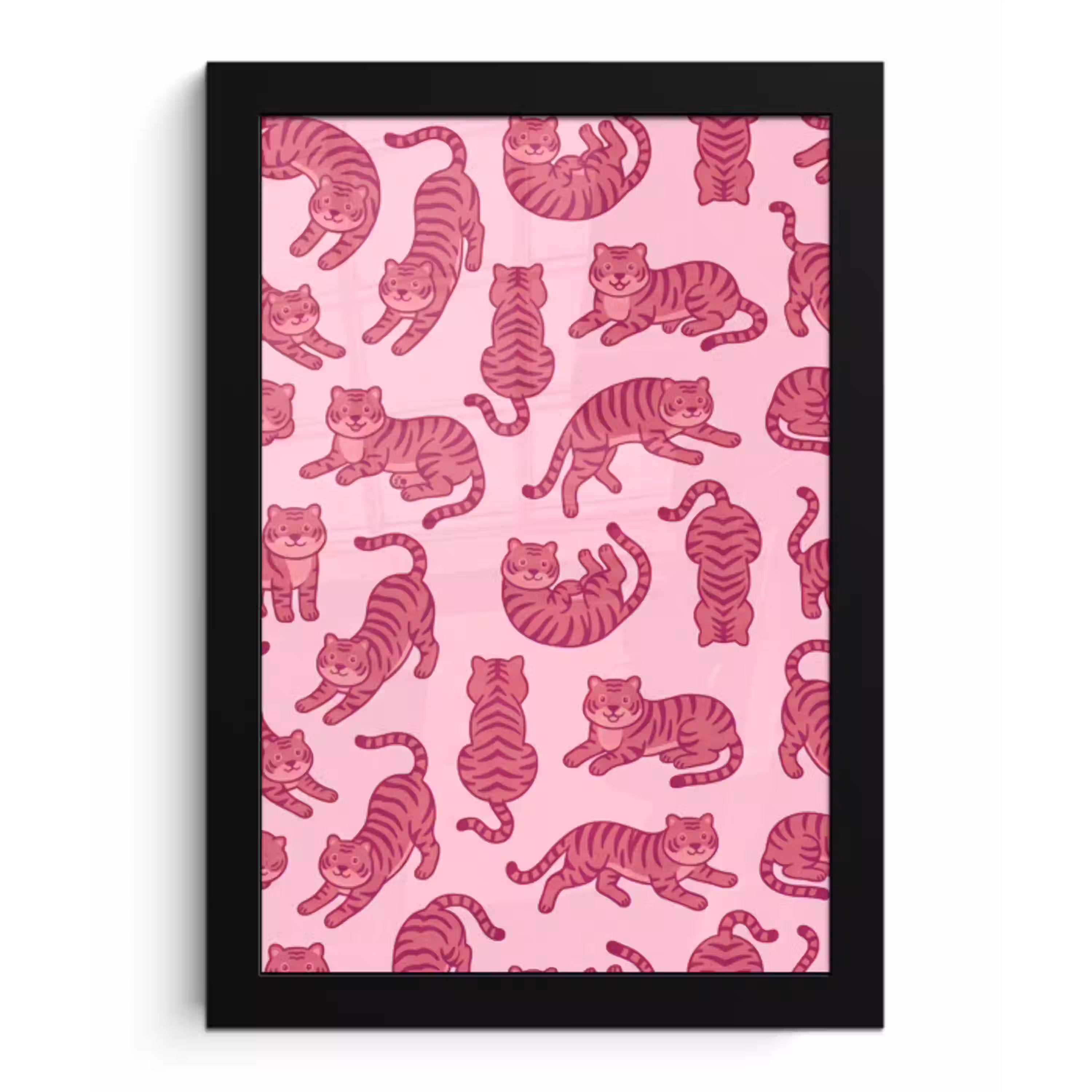 Dieren - Patroon - Roze - Speels - Cartoon fotolijst zwart zonder passe partout klein -3d
