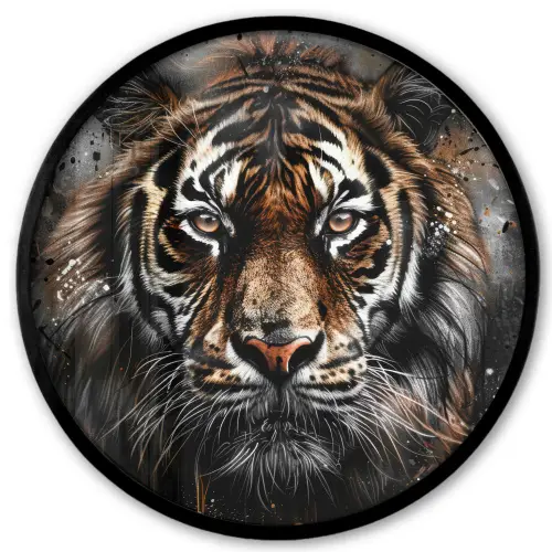 Tijger - Dieren - Portret - Luxe - Zwart Fotolijst rond zonder passe partout klein -3d
