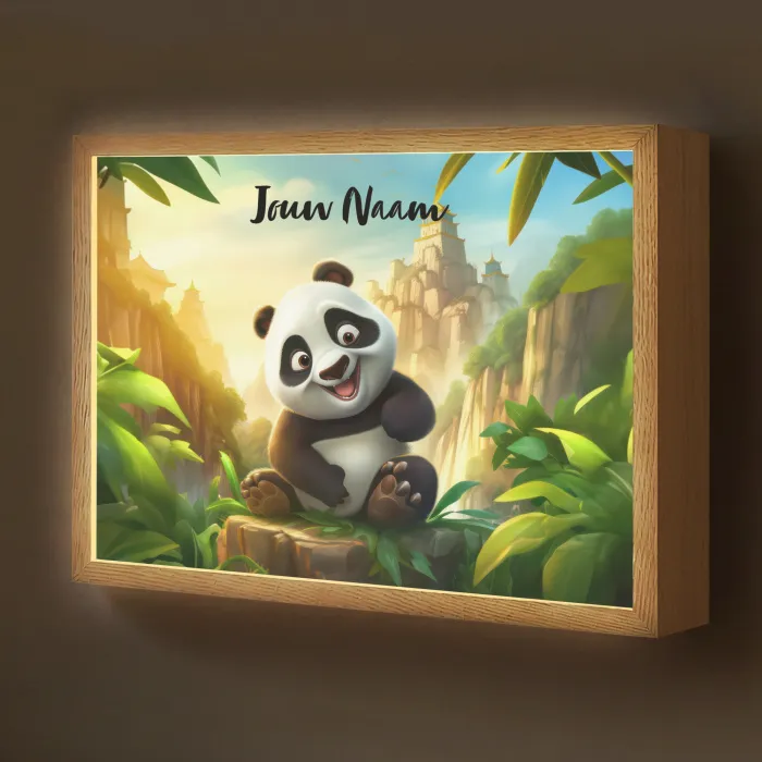 Panda - Wilde dieren - Jungle - Jongens - Kinderen Light Box met batterij (Wandlamp kind) middel -z3d_website