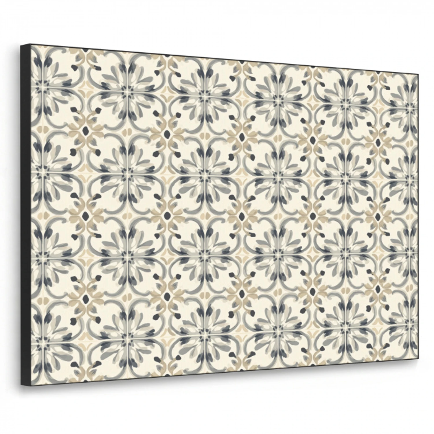 Floraal - Patroon - Kleurrijk Textielframe zwart klein 947 -3d